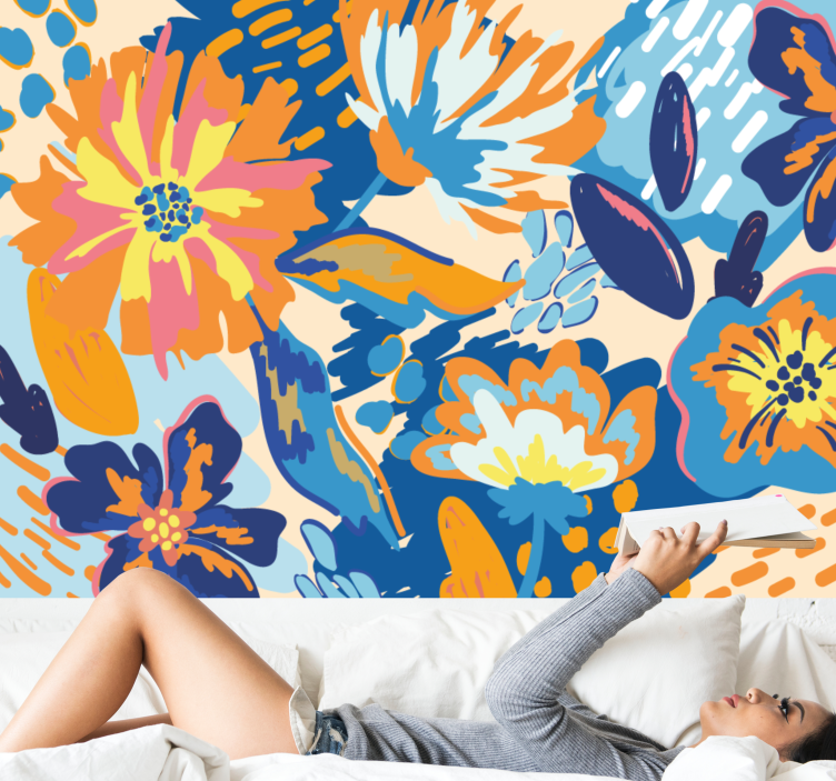 Flower wall mural bright floral design - TenStickers