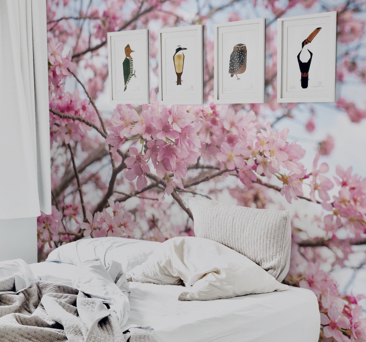 Flower wall mural cherry blossom joy - TenStickers