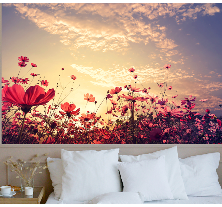 Flower wall mural cosmos flower field - TenStickers