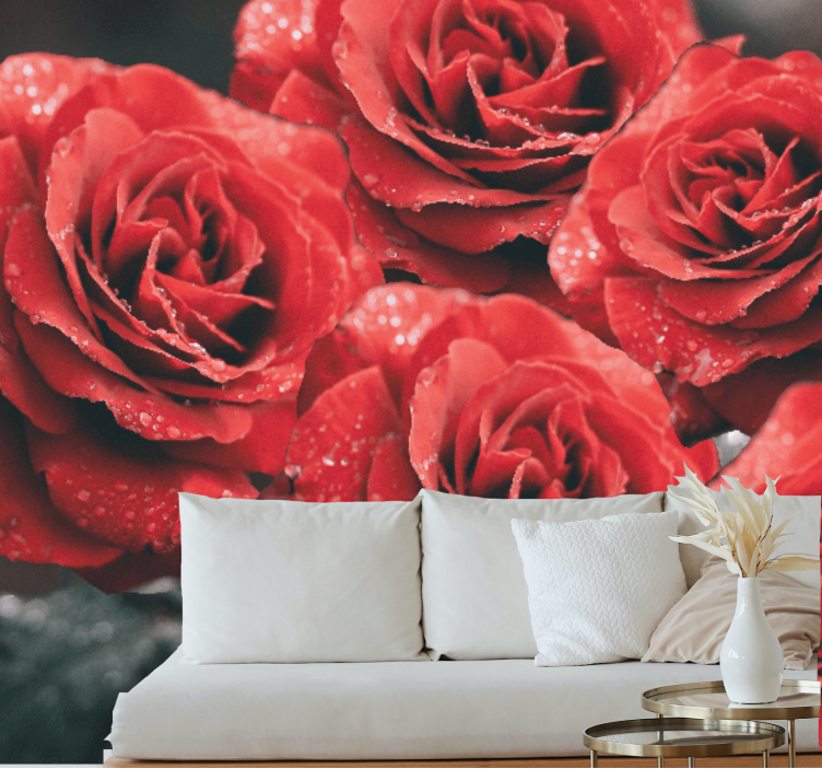 Flower wall mural crimson rose blossoms - TenStickers
