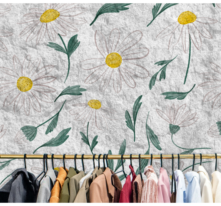 Flower wall mural daisy floral pattern - TenStickers