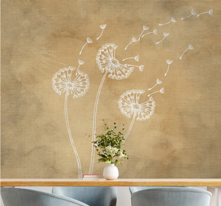 Flower wall mural dandelion seeds in the breeze - TenStickers