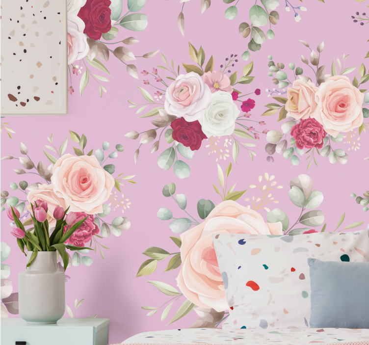 Flower wall mural floral bouquet design - TenStickers