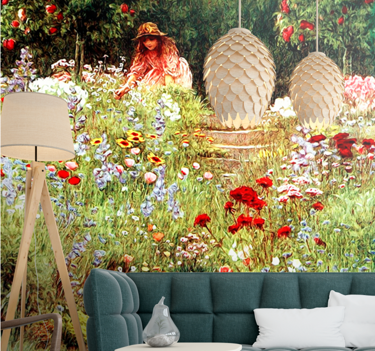 Flower wall mural garden pathway scene - TenStickers