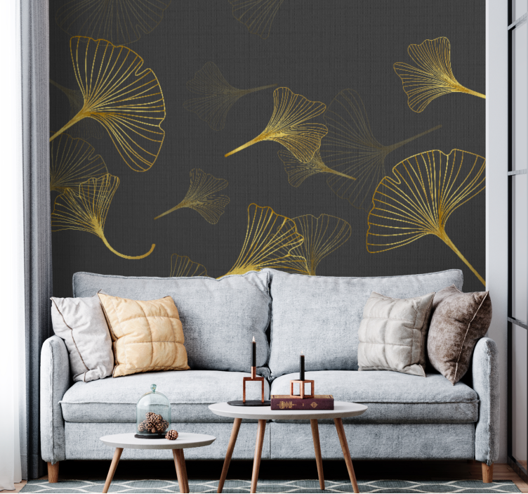 Flower wall mural ginkgo leaf design - TenStickers