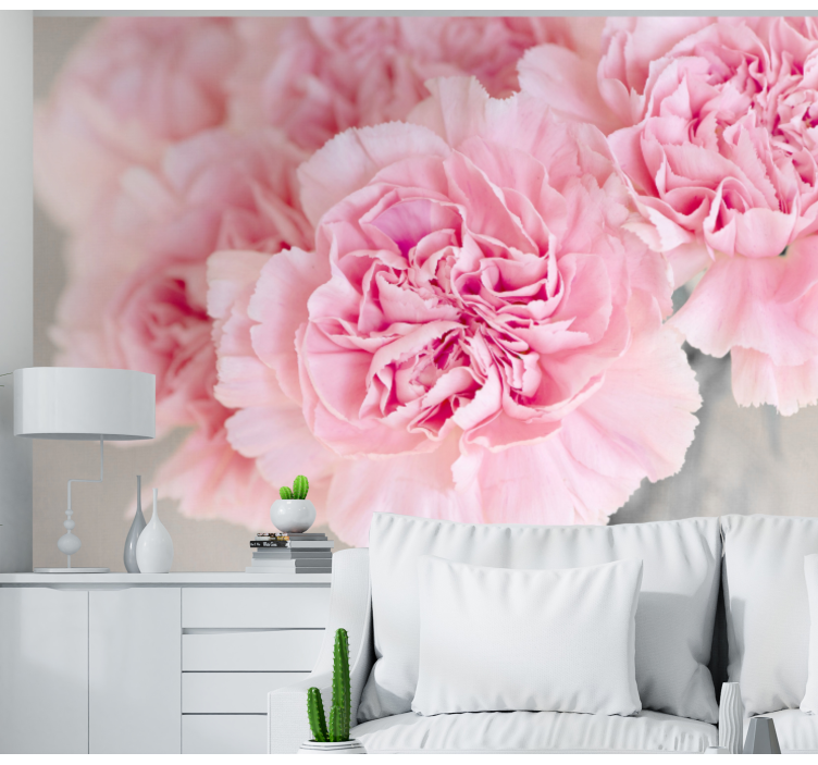 Flower wall mural lovely pink blooms - TenStickers