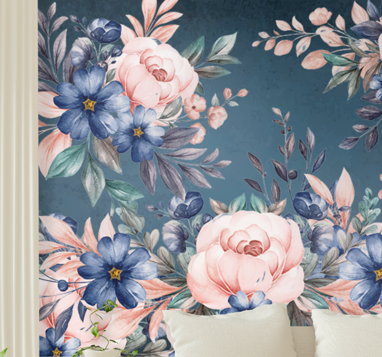 Flower wall mural romantic floral arrangement - TenStickers