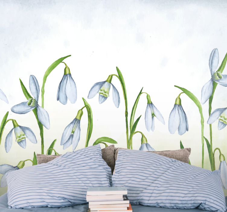 Flower wall mural snowdrop flora - TenStickers
