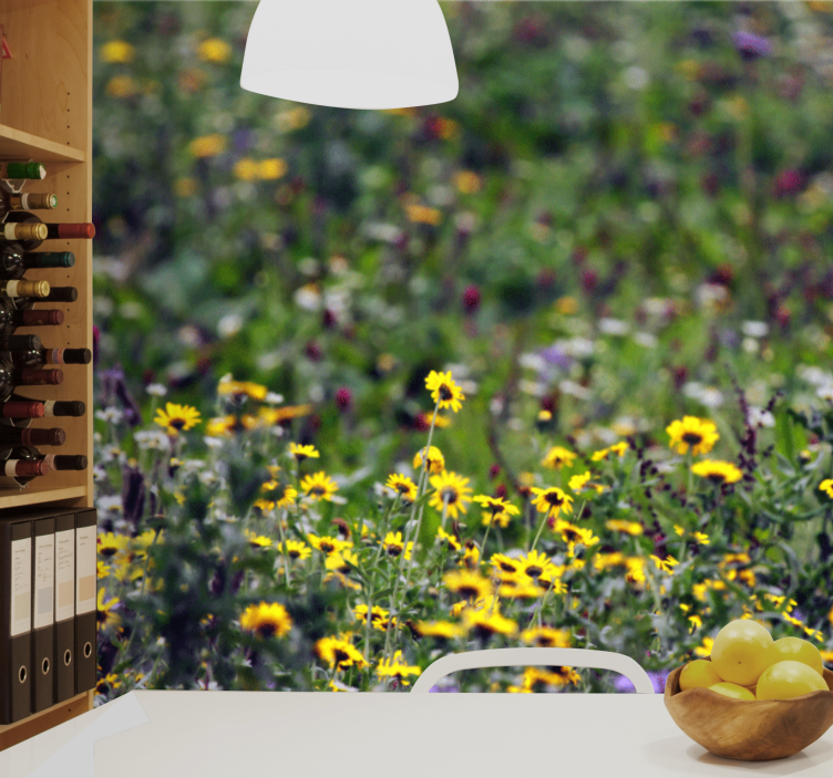 Flower wall mural sunny meadow blooms - TenStickers