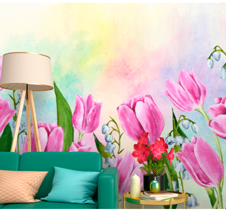 Flower wall mural tulip flower bloom - TenStickers