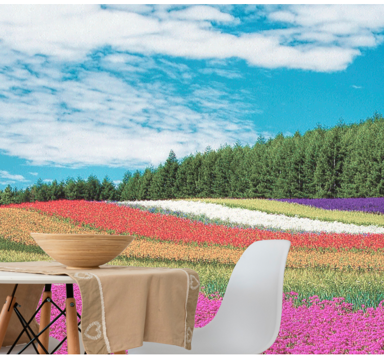 Flower wall mural vibrant floral landscape - TenStickers