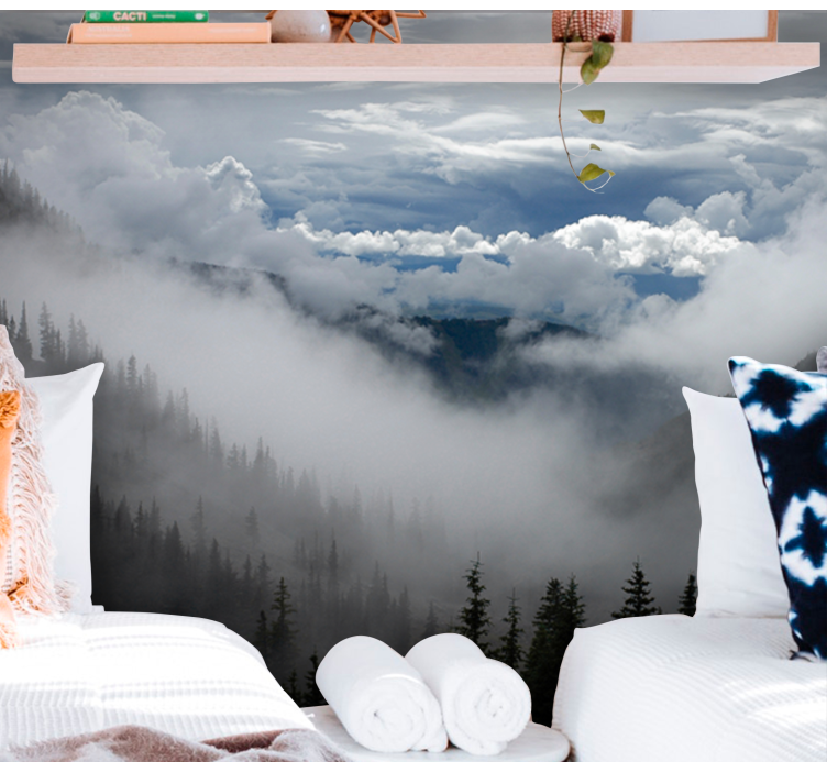 Foggy Woodland Scenery landscape wall mural - TenStickers
