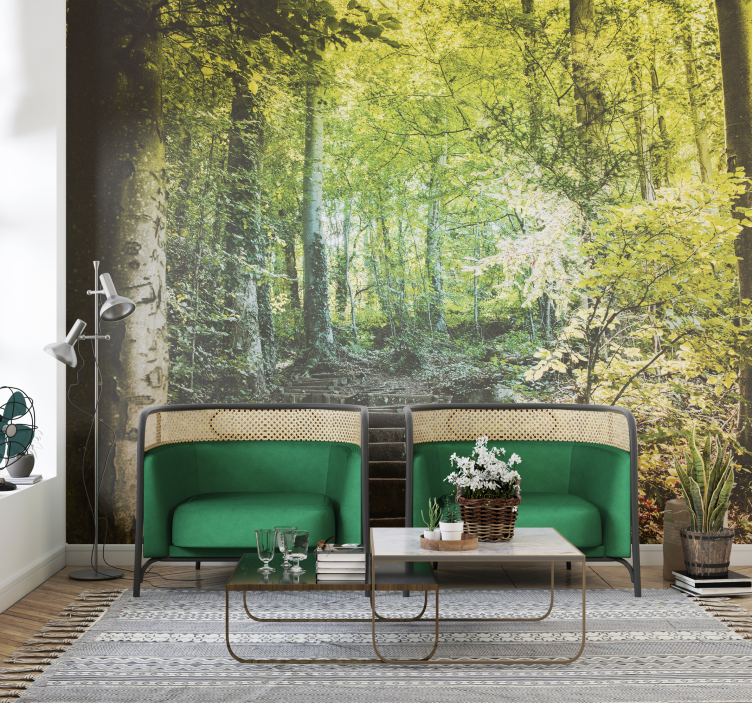 Woodland staircase nature wall mural - TenStickers