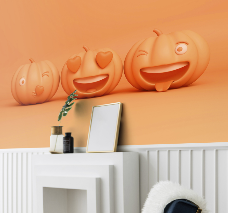 Funny Pumpkin Faces wall mural halloween - TenStickers