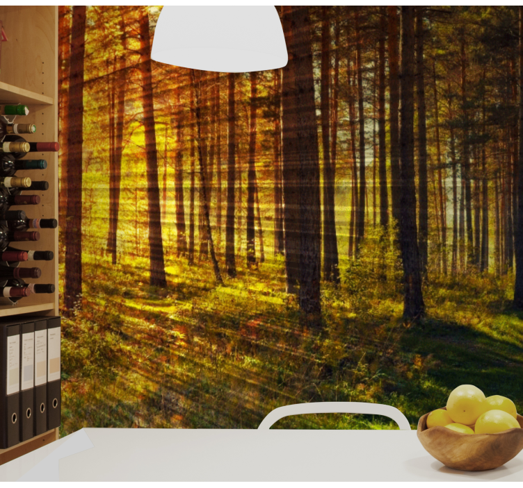 Golden Forest Path wall mural nature - TenStickers