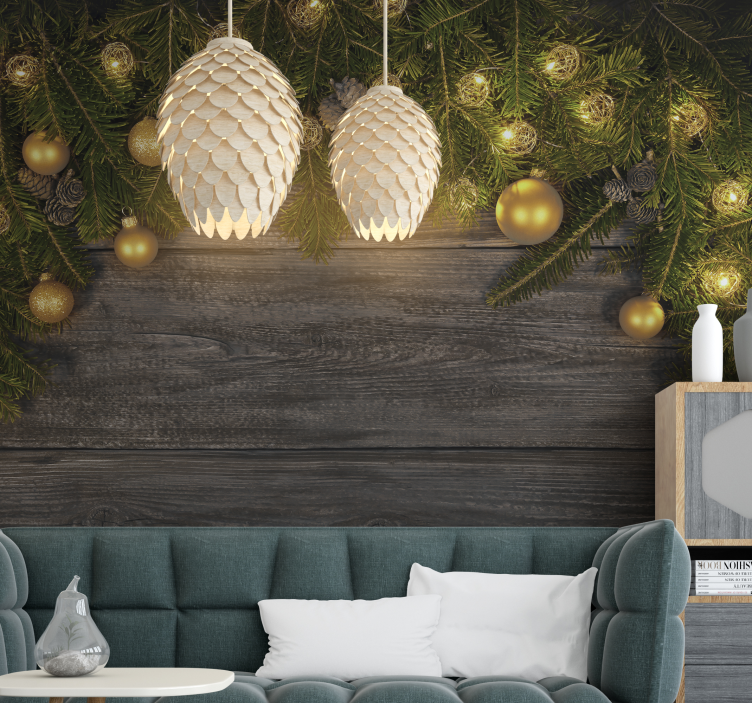 Golden Holiday Elegance christmas wall mural - TenStickers