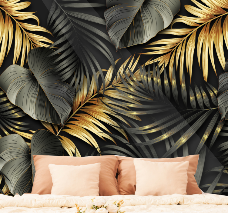 golden leaves jungle mural - TenStickers