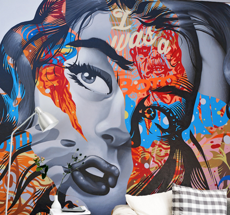 Graffiti wall mural dynamic urban portrait - TenStickers
