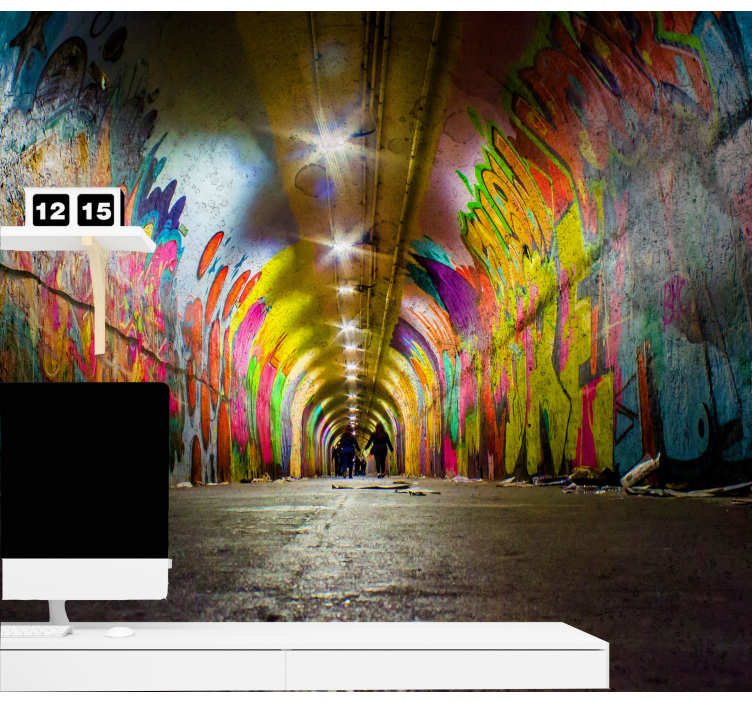 Graffiti wall mural vivid tunnel artwork - TenStickers