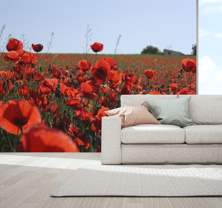 Grass field with roses rose wall mural - TenStickers