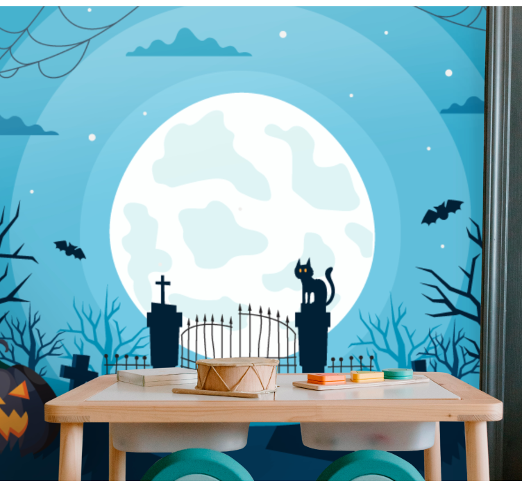 Haunted Graveyard Scene wall mural halloween - TenStickers