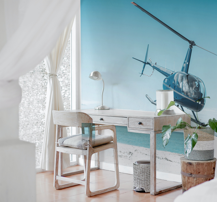 Helicopter Beach wall mural - TenStickers