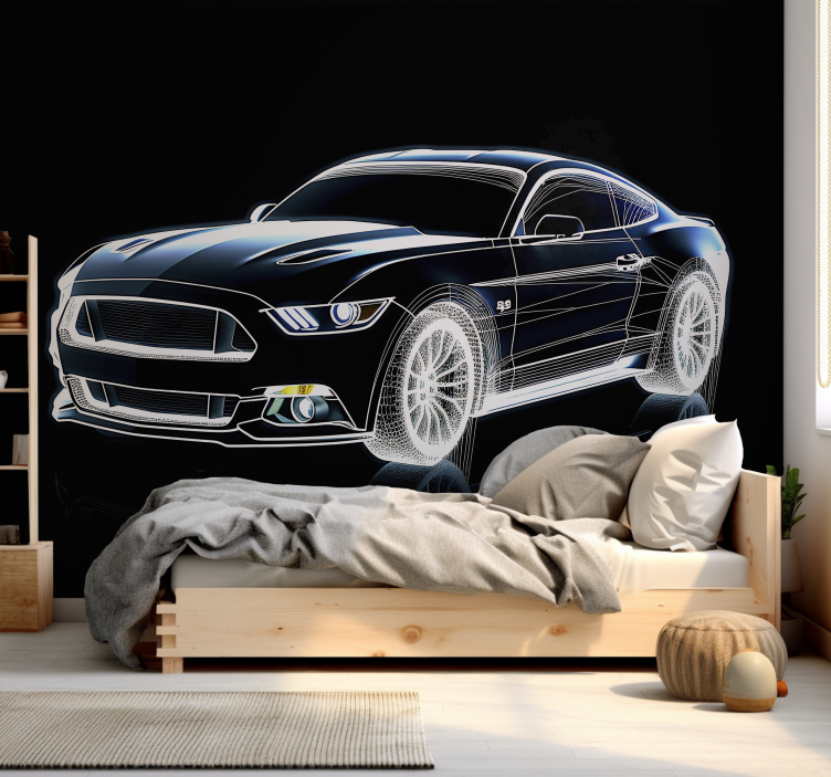 Hologram design sports car Teenage wall mural - TenStickers