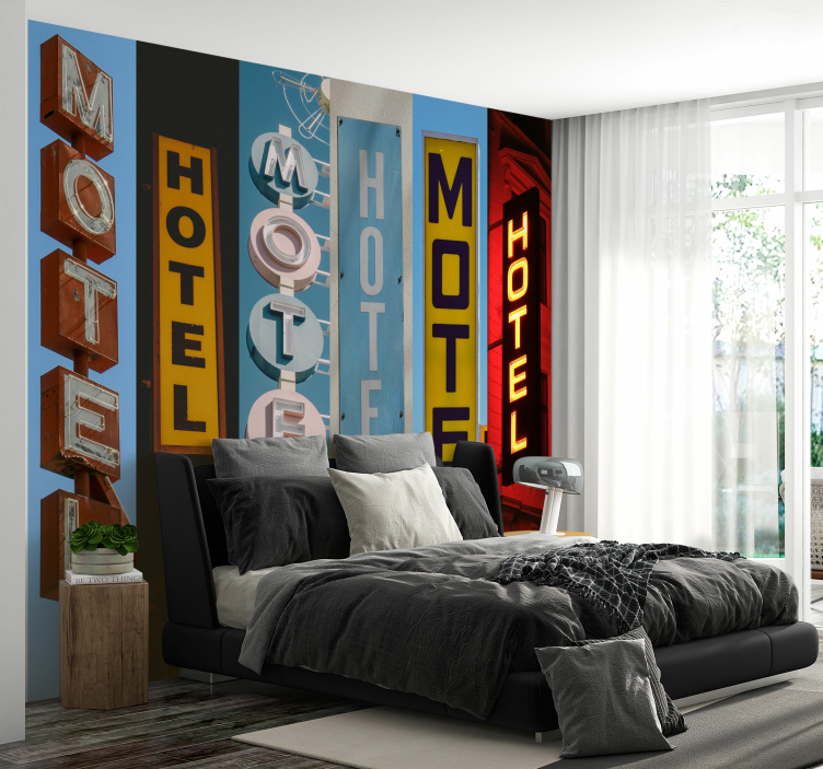 Hotel signs wall mural wallpaper - TenStickers