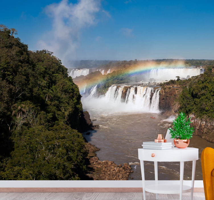 Iguazu Falls Rainbow wall mural mountain - TenStickers