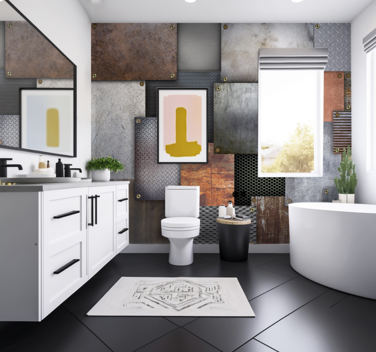 Industrial steel bathroom mural - TenStickers