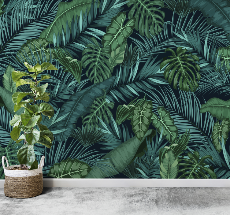 Jungle leafs nature wall mural - TenStickers