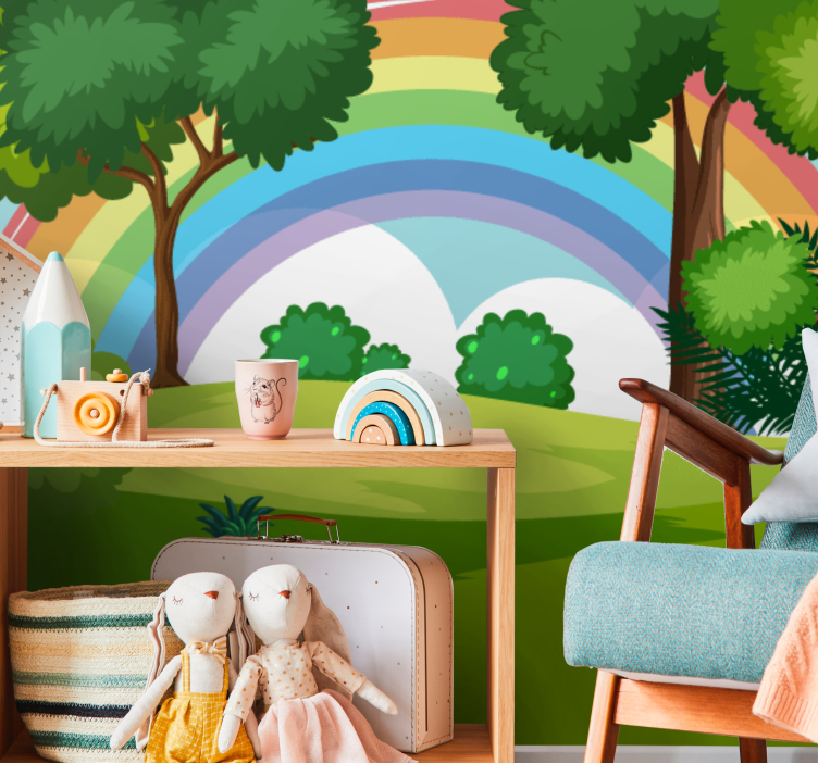 Jungle wall mural rainbow forest landscape - TenStickers