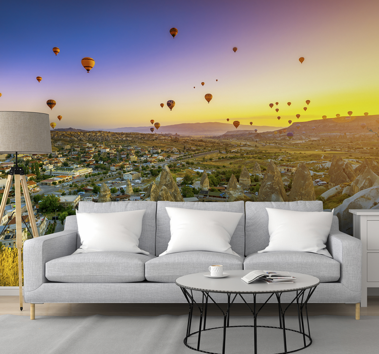 Landscape wall mural hot air balloons over cappadocia - TenStickers