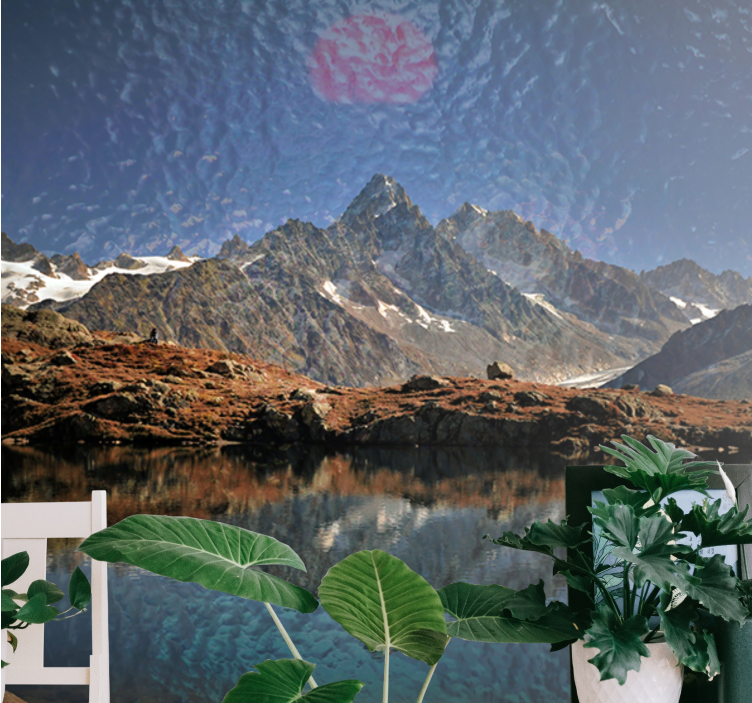 Landscape wall mural majestic mountains reflection - TenStickers