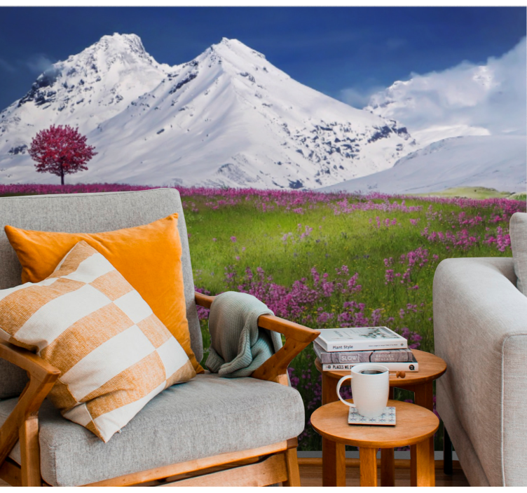 Landscape wall mural mountain meadow scene - TenStickers