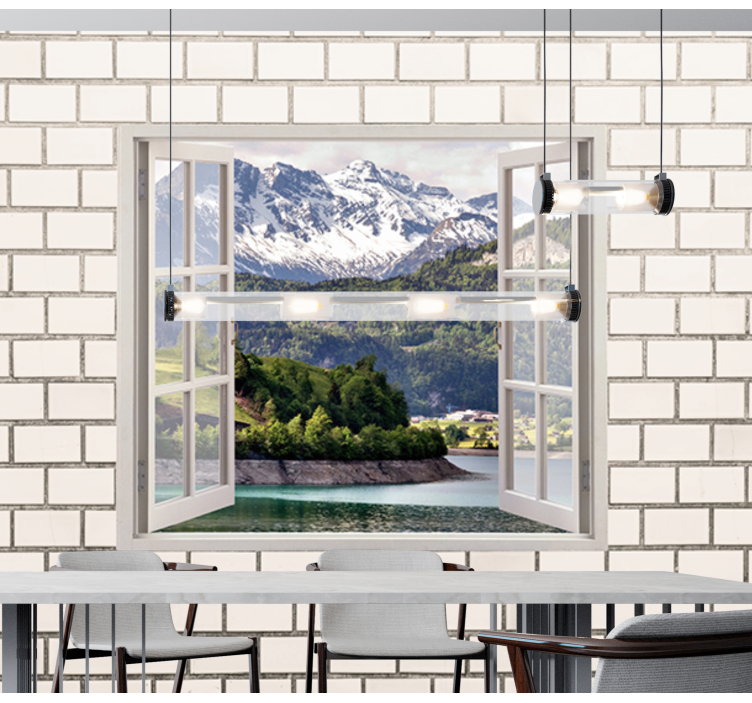 Landscape wall mural mountain view retreat - TenStickers