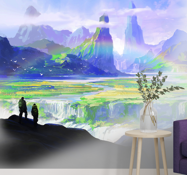 Landscape wall mural mountainous nature scene - TenStickers
