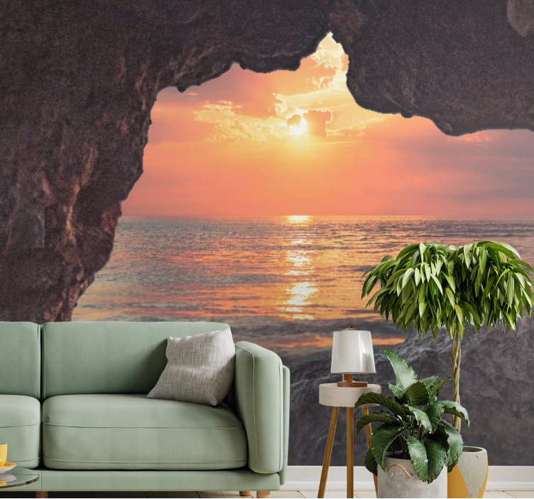 Landscape wall mural ocean sunset scene - TenStickers