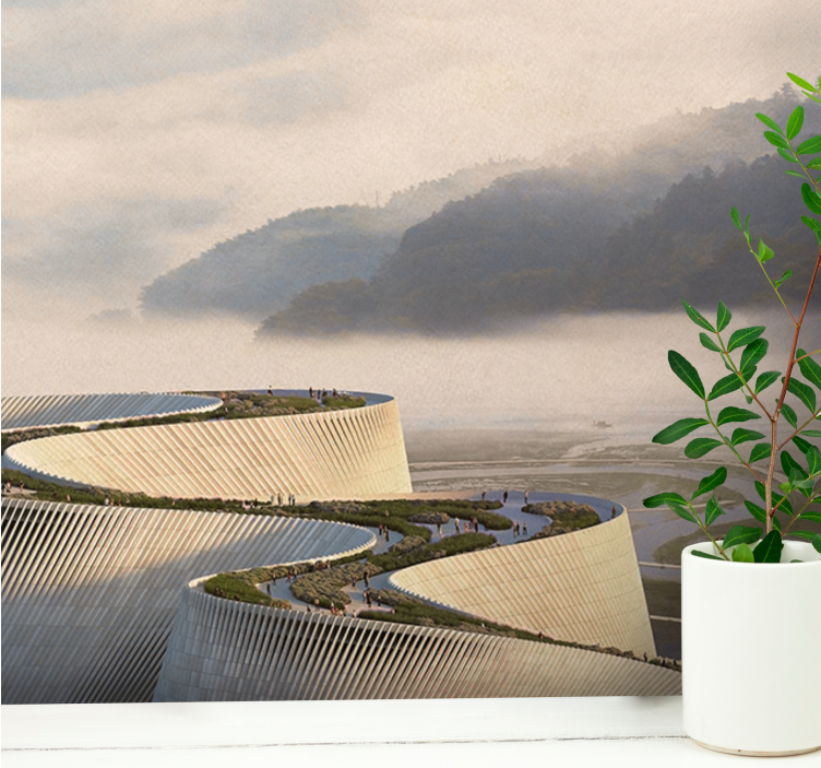 Landscape wall mural of curved architectural form - TenStickers