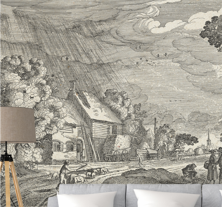 Landscape wall mural of rural scene - TenStickers