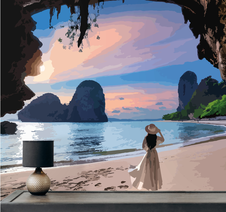 Landscape wall mural serene beach getaway - TenStickers