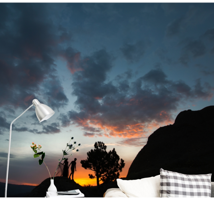 Landscape wall mural silhouette in sunset - TenStickers