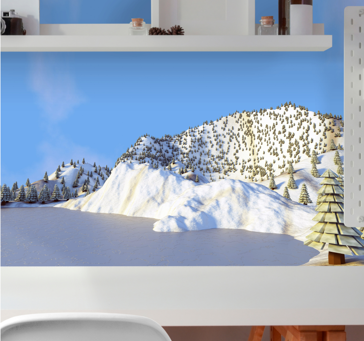 Landscape wall mural winter mountain view - TenStickers