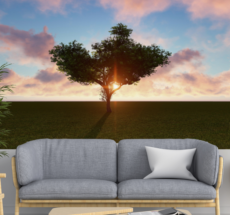 Lonely tree at sunrise wall mural - TenStickers