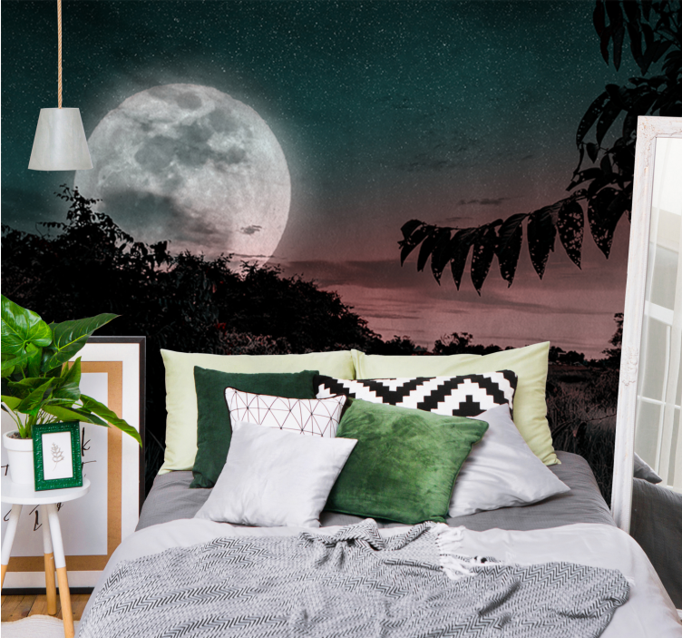 Luminous moonlit night space wall mural - TenStickers