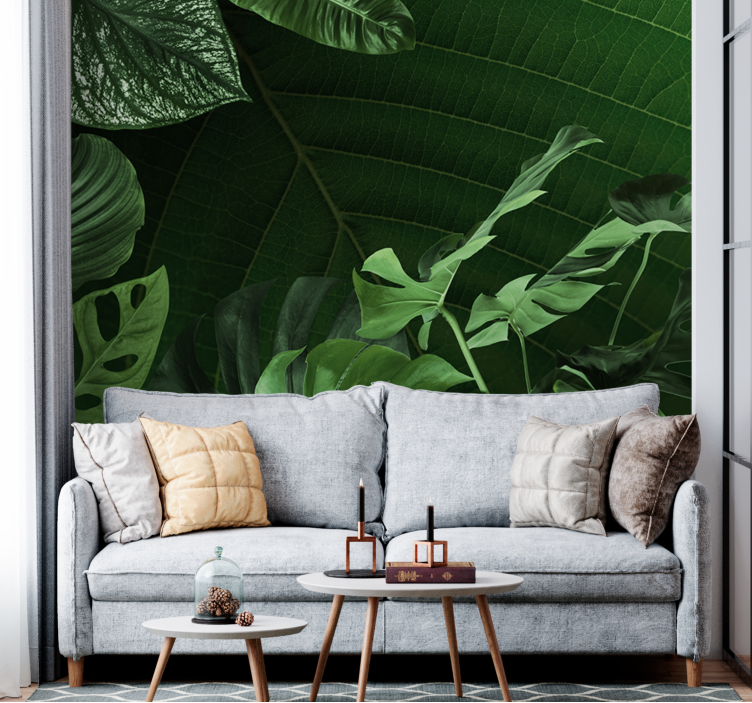 Lush green foliage wall mural nature - TenStickers