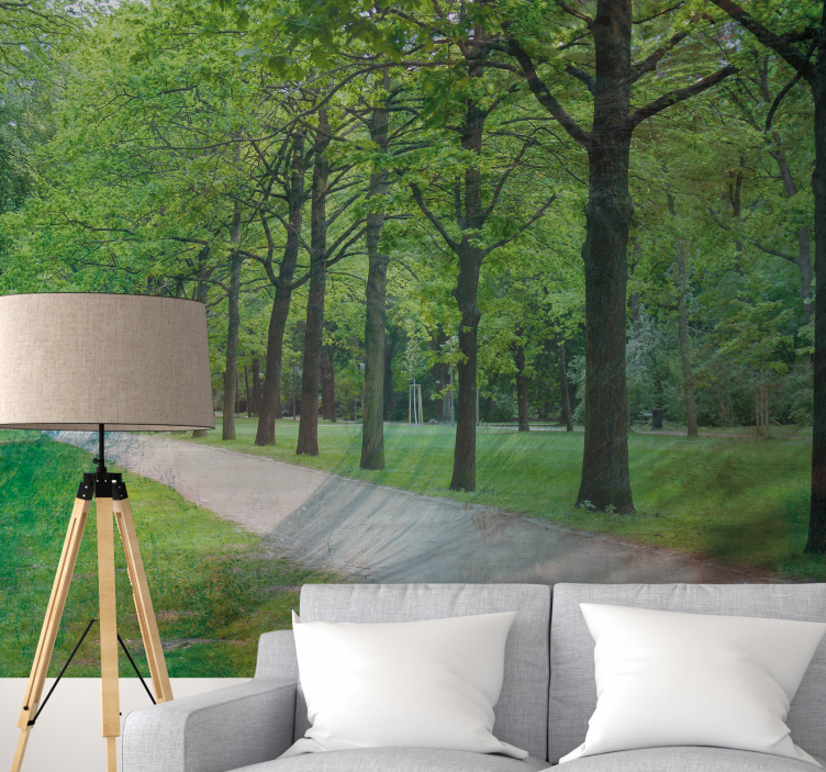 Lush green path wall mural nature - TenStickers