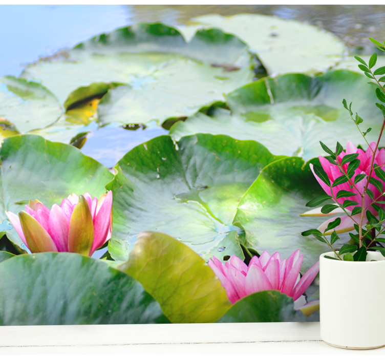 Lush Pink Lilies flower wall mural - TenStickers