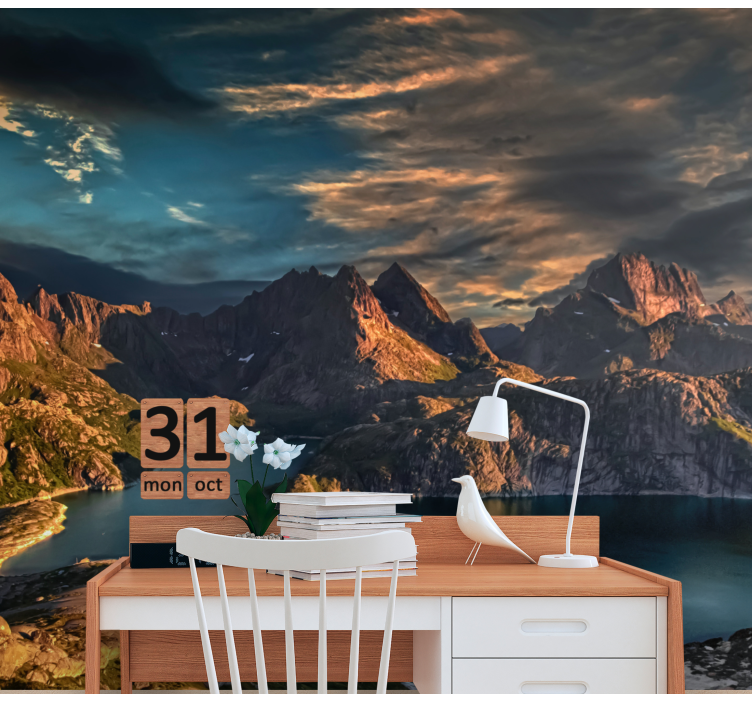 Majestic mountain lake landscape wall mural - TenStickers
