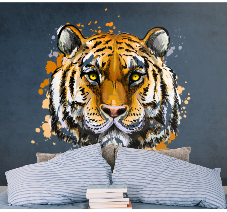 Majestic tiger portrait animals wall mural - TenStickers